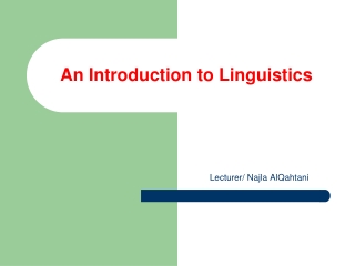 An Introduction to Linguistics