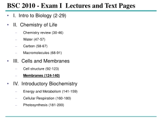 BSC 2010 - Exam I  Lectures and Text Pages