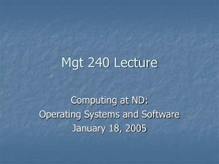 Mgt 240 Lecture