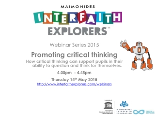 Webinar Series 2015 Promoting critical thinking