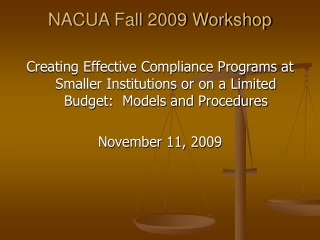 NACUA Fall 2009 Workshop