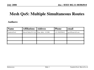 Mesh QoS: Multiple Simultaneous Routes