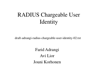 RADIUS Chargeable User Identity