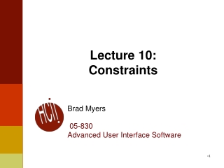 Lecture 10: Constraints