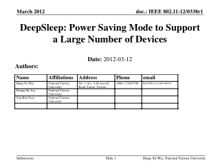 DeepSleep: Power Saving Mode to Support a Large Number of Devices