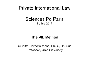 Private International Law Sciences Po Paris Spring 2017