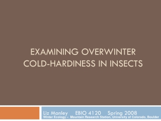 Examining overwinter cold-hardiness in insects