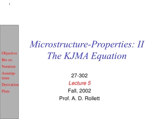 Microstructure-Properties: II  The KJMA Equation