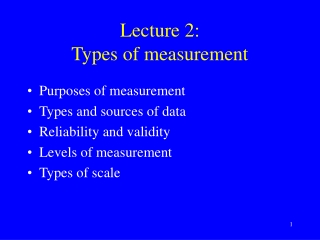 Lecture 2: Types of measurement