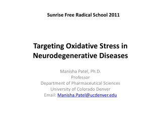 Targeting Oxidative Stress in Neurodegenerative Diseases