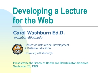 Developing a Lecture  for the Web