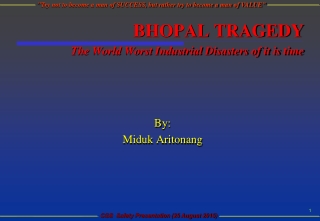 B HOPAL TRAGEDY The World Worst Industrial Disasters of it is time By: Miduk Aritonang