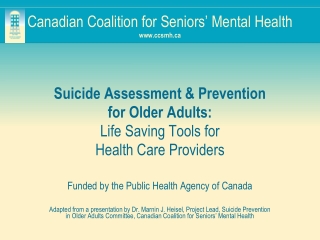 Canadian Coalition for Seniors’ Mental Health ccsmh