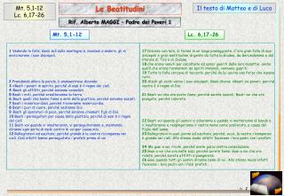 Il testo di Matteo e di Luca