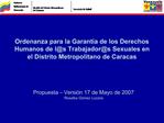 Ordenanza para la Garant a de los Derechos Humanos de ls Trabajadors Sexuales en el Distrito Metropolitano de Caracas