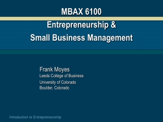 MBAX 6100 Entrepreneurship &amp;  Small Business Management