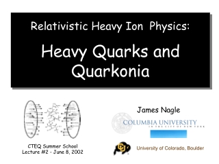 Relativistic Heavy Ion  Physics: Heavy Quarks and  Quarkonia