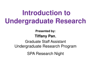 Introduction to Undergraduate Research