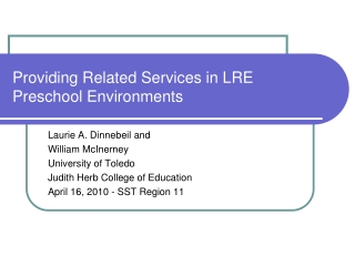 Providing Related Services in LRE Preschool Environments