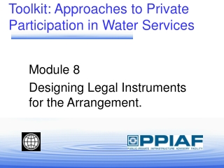 Toolkit: Approaches to Private Participation in Water Services