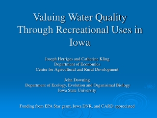 Valuing Water Quality Through Recreational Uses in Iowa