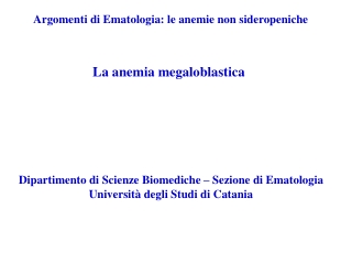 Argomenti di Ematologia: le anemie non sideropeniche