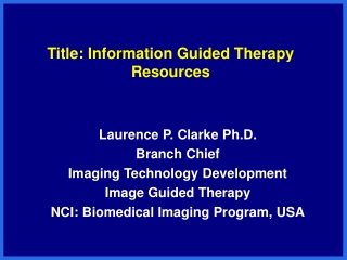 Title: Information Guided Therapy Resources