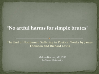 The End of Nonhuman Suffering in Poetical Works by James Thomson and Richard Lewis