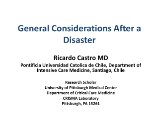 General Considerations After a Disaster