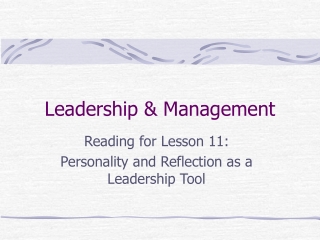 Leadership &amp; Management