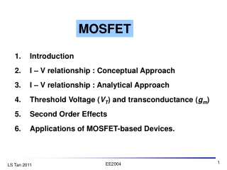 1.	Introduction 2.	I – V relationship : Conceptual Approach