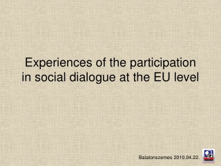 Experiences of the participation in social dialogue at the EU level