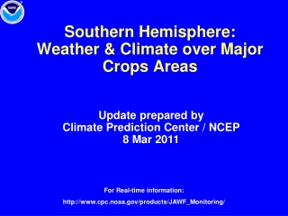 Southern Hemisphere:  Weather &amp; Climate over Major Crops Areas