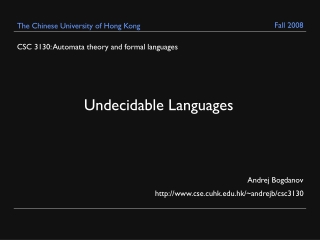 CSC 3130: Automata theory and formal languages