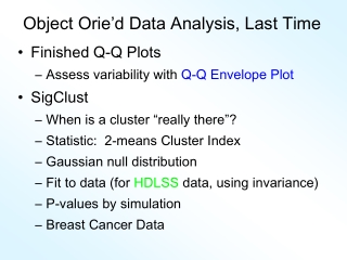 Object Orie’d Data Analysis, Last Time