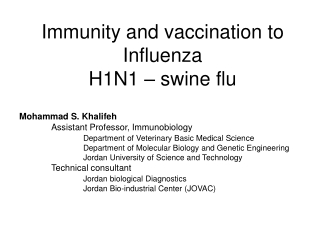 Immunity and vaccination to Influenza H1N1 – swine flu