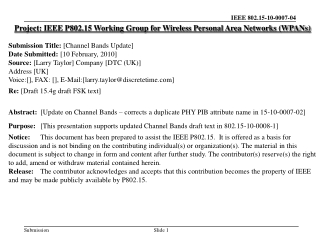 Project: IEEE P802.15 Working Group for Wireless Personal Area Networks (WPANs)