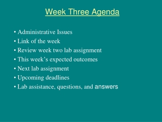 Week Three Agenda