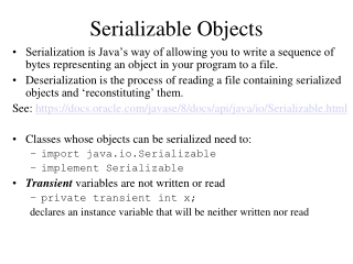 Serializable Objects