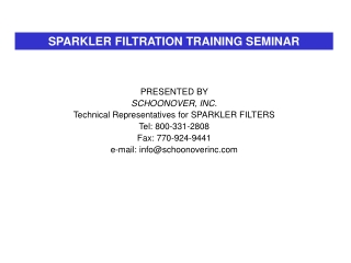 SPARKLER FILTRATION TRAINING SEMINAR