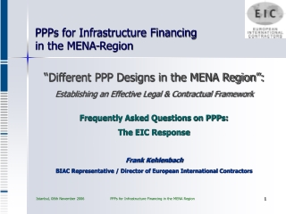 “Different PPP Designs in the MENA Region”: