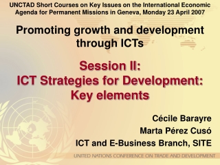 Session II:  ICT Strategies for Development:  Key elements