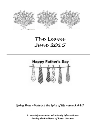 A  monthly newsletter with timely information – Serving the Residents of Forest Gardens
