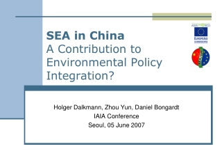 SEA in China A Contribution to Environmental Policy Integration?