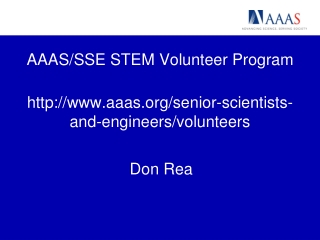 AAAS/SSE STEM Volunteer Program aaas/senior-scientists-and-engineers/volunteers
