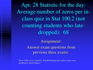 Assignment: Answer exam questions from previous three exams.