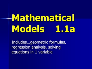 Mathematical Models    1.1a