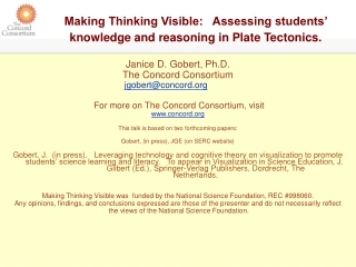 Making Thinking Visible:   Assessing students’ knowledge and reasoning in Plate Tectonics.