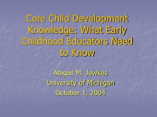 Core Child Development Knowledge: What Early Childhood Educators Need to Know