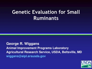 Genetic Evaluation for Small Ruminants